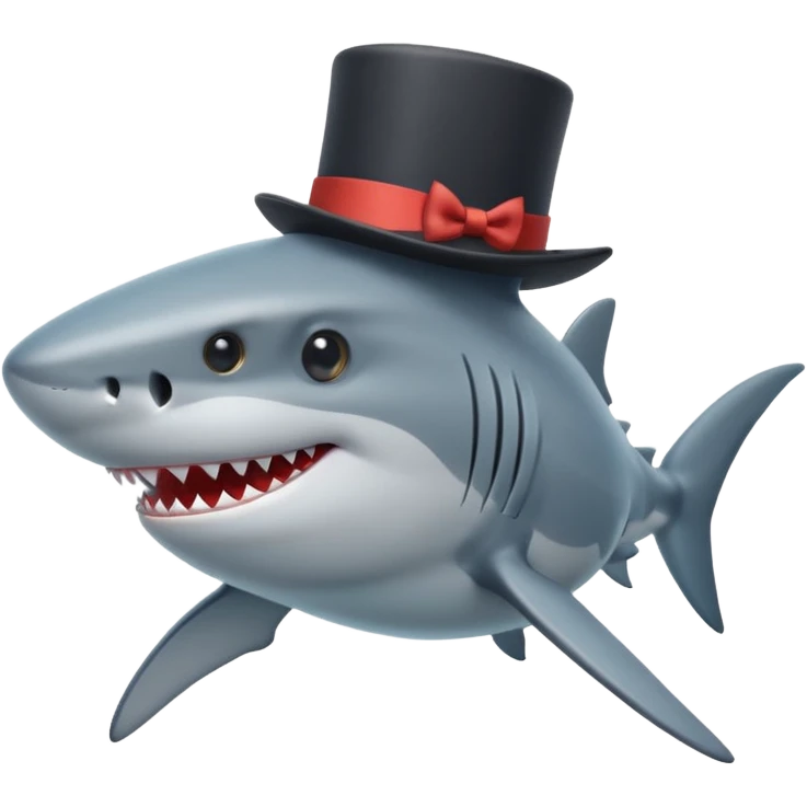 Shark with a top hat emoji