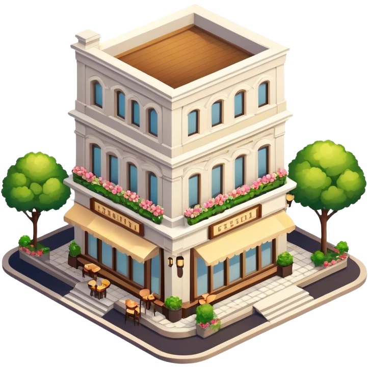 Elegant romantic restaurant, isometric exterior view  emoji