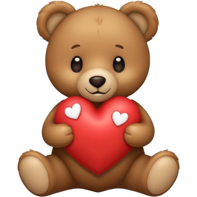 Teddy bear holding a heart emoji