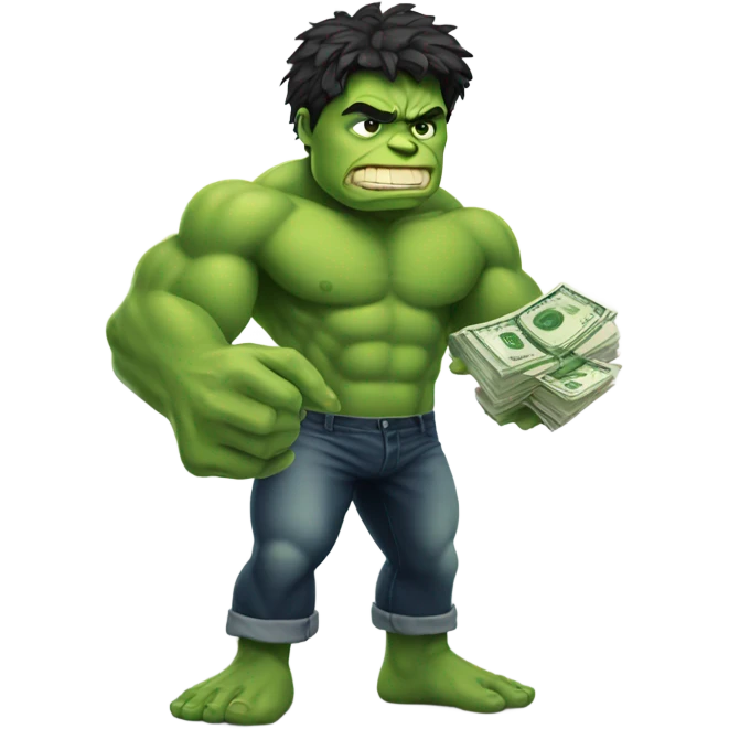 Smart hulk holding money  emoji