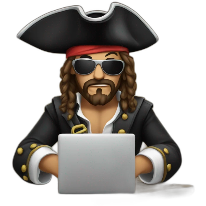 pirate progamming on laptop emoji