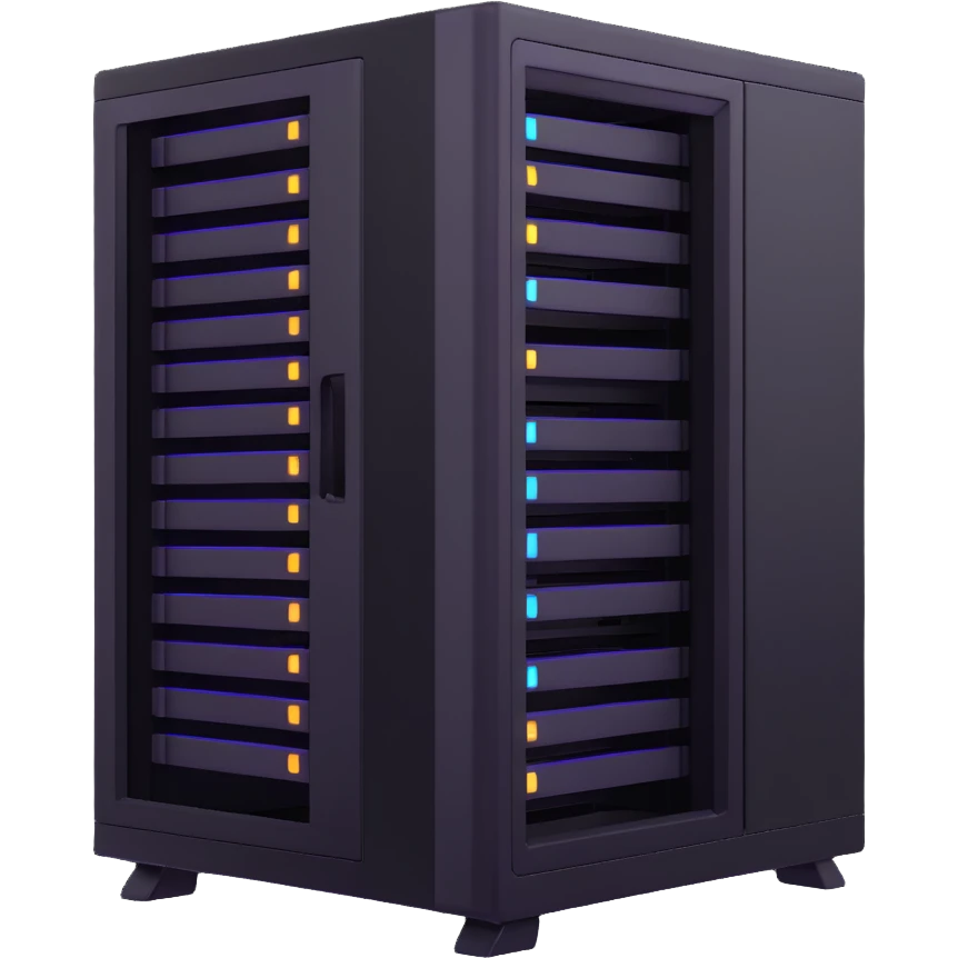 modern server rack with glowing lights emoji
