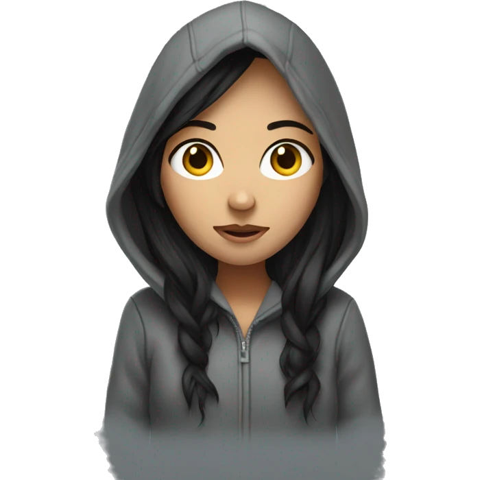 Long dark hair girl in hoodie  emoji