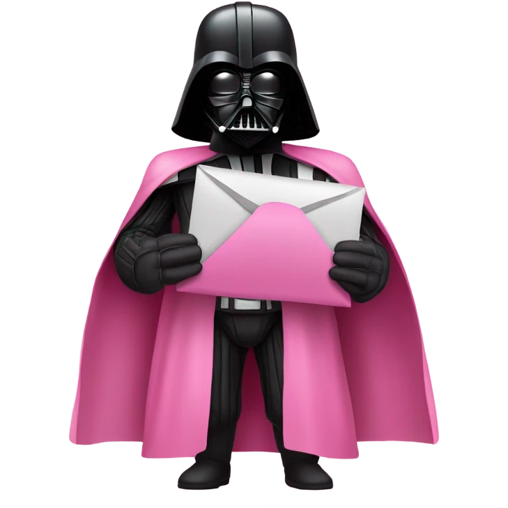darth vader in all pink suit (even the mask) holding email envelope with one hand  emoji