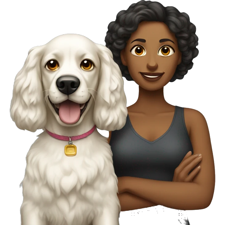 Brazilian woman and a cocker spaniel emoji