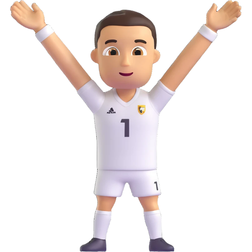 Cristiano Ronaldo inspired emoji, performing his signature 'Sii' celebration, arms outstretched emoji