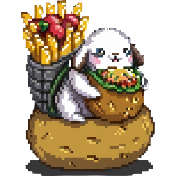 peanut riding a potato with fries emoji