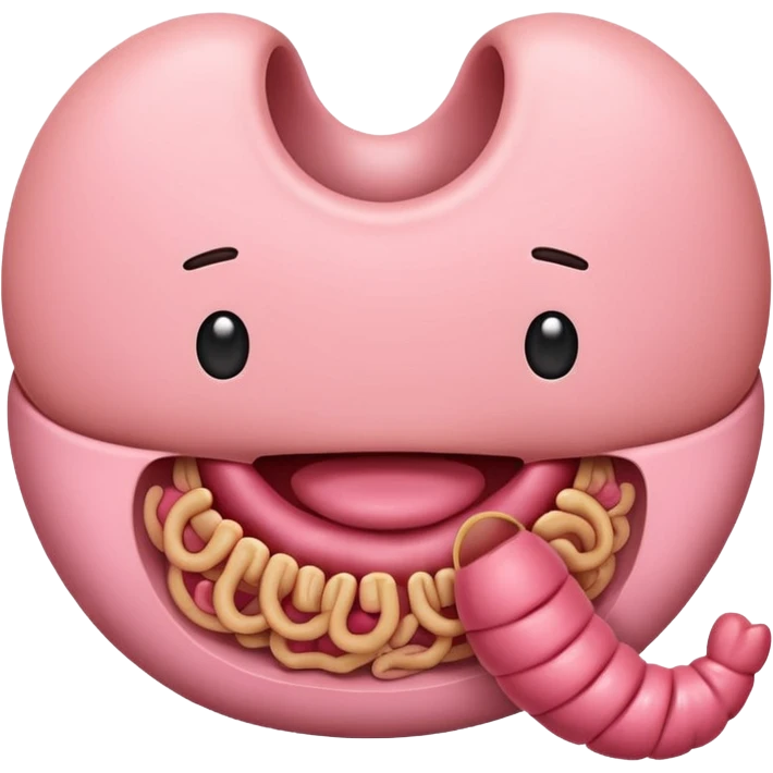 An emoji of the digestive system focusing on the stomach and intestines, with a cute and friendly design. emoji