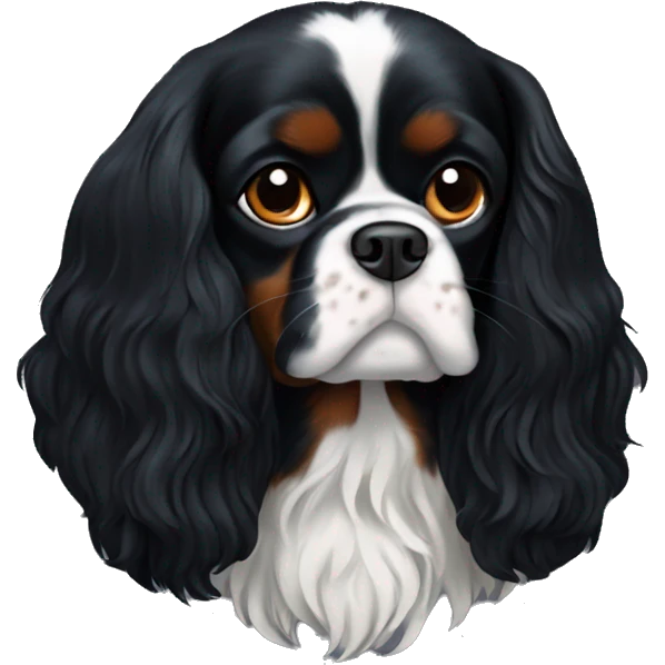 All black King Charles spaniel  emoji