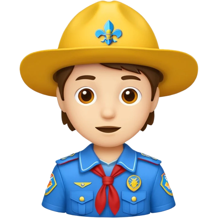 Créame un emoji de pañoleta scout con tres colores azul, amarillo y rojo  emoji