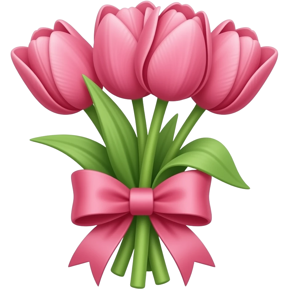 Pink tulips with a bow emoji