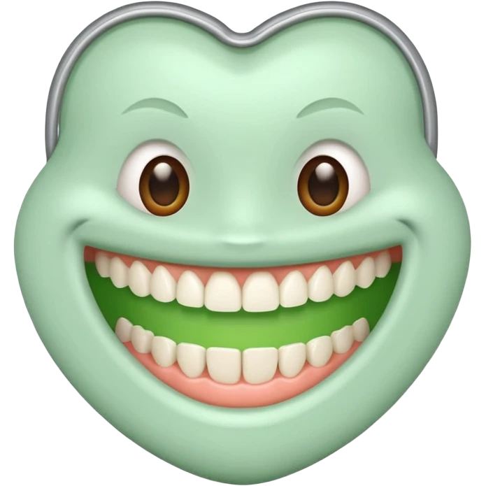 teeth with bright green braces emoji