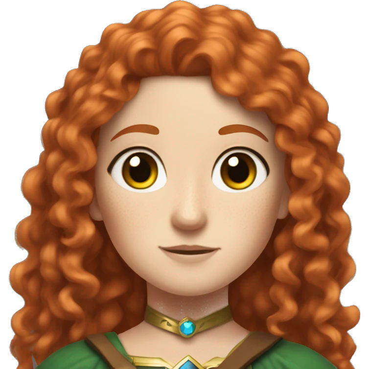 a white girl with long red curly hair and freckles, cosplaying Zelda emoji