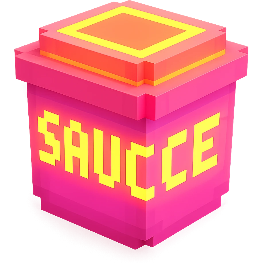 сделай соус из фастфуда розовый светящийся с надписью sauce, no background  emoji