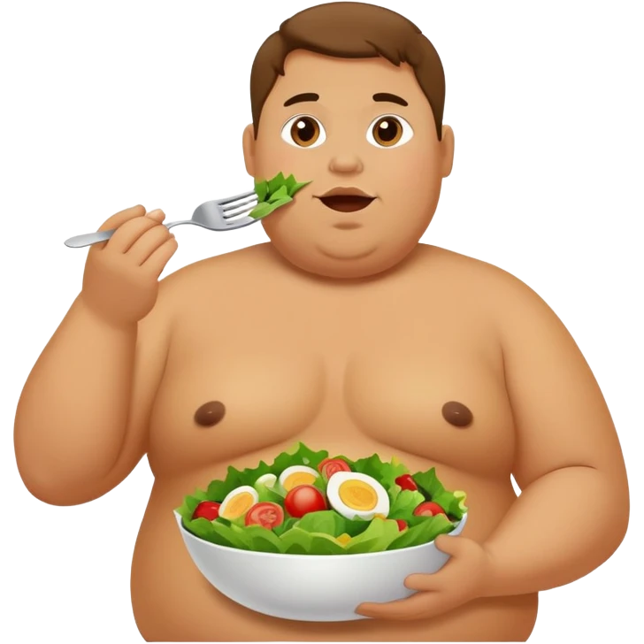 A fat person eating a healthy salad emoji