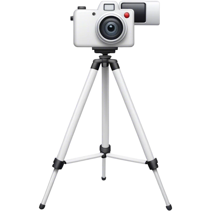 white tripod holding white camera emoji