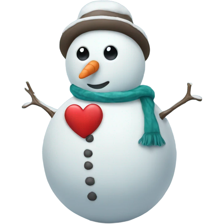 Snowman with a heart emoji
