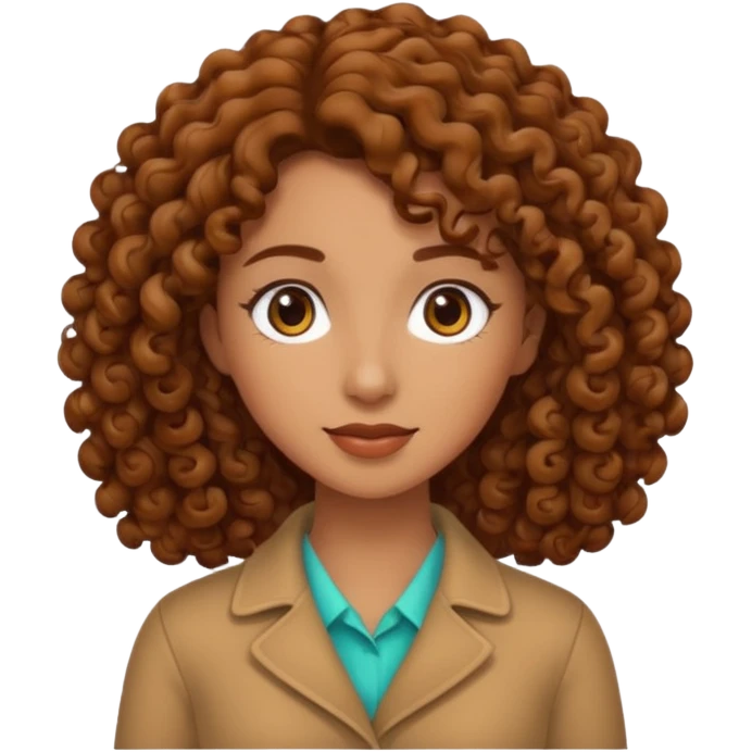 Mujer piel canela y pelo rizado emoji