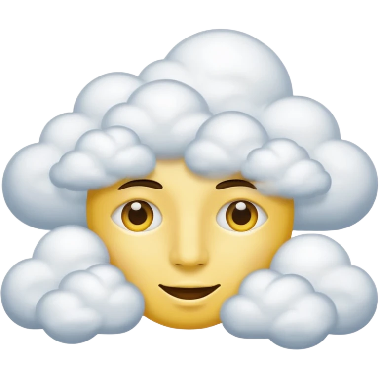 No mouth face in clouds a yellow circle remove nose and remove a white eyes emoji