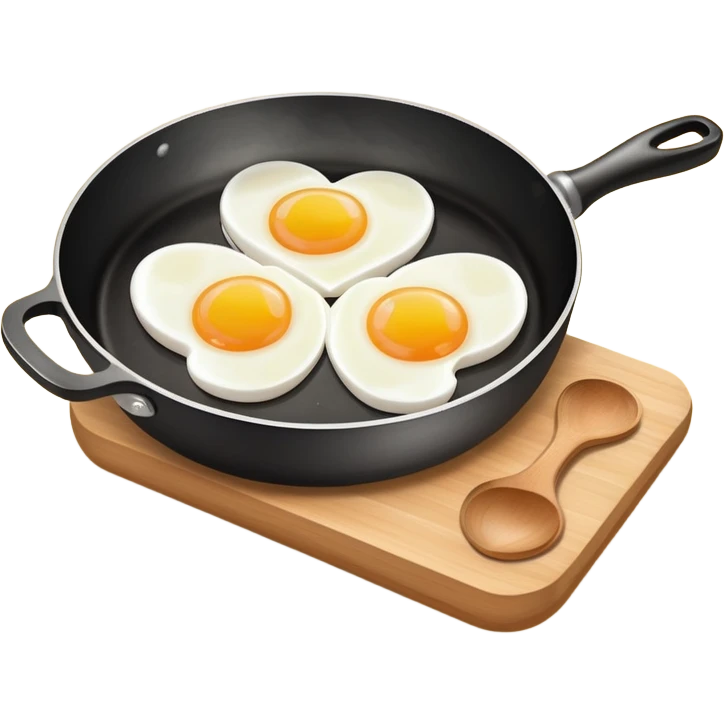 cooking pan with two heart-shaped eggs emoji