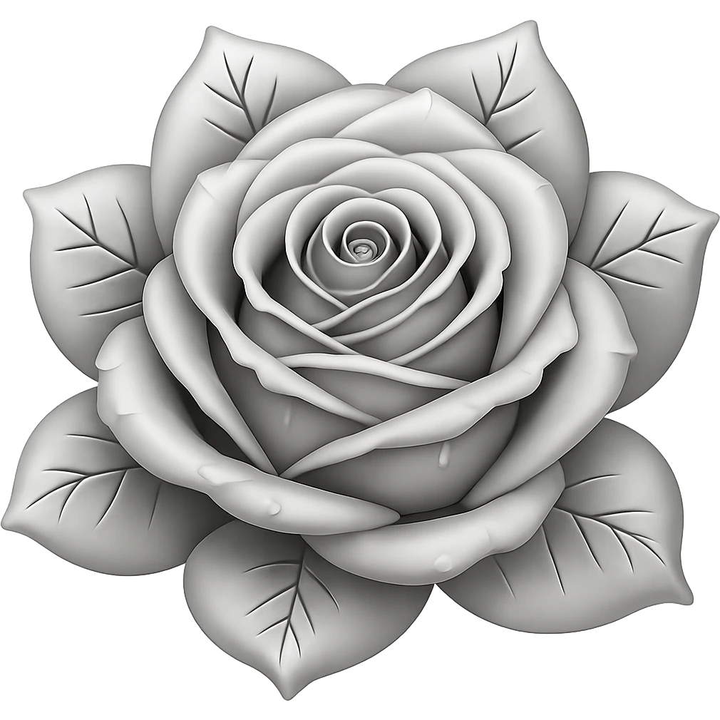 Make the blue icy rose look silver in the style of emoji, with no background. emoji