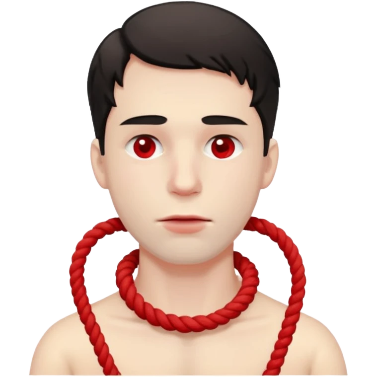 A man suffocating himself with a rope around his throat tight emoji