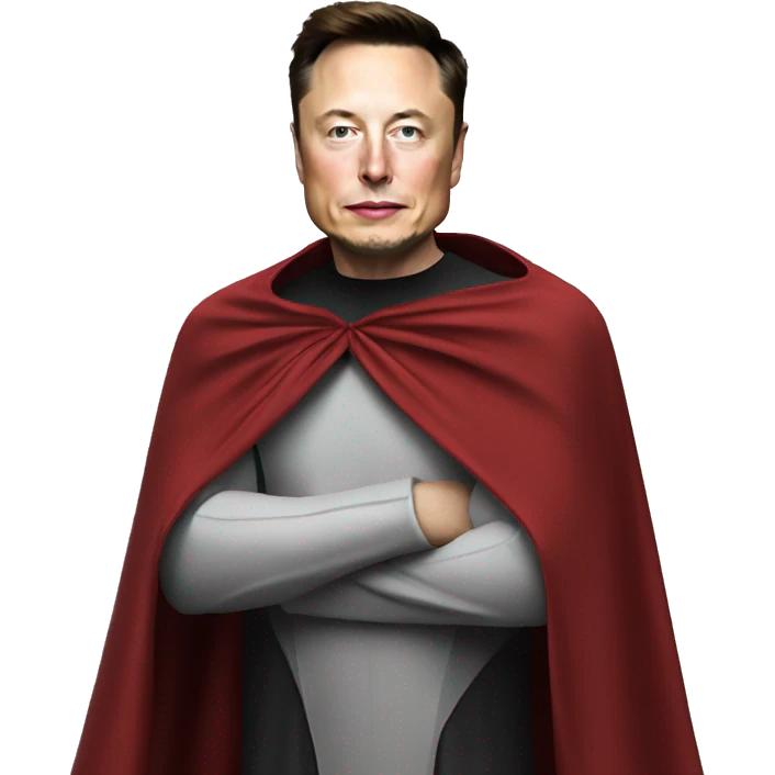 Elon musk wearing a cape emoji