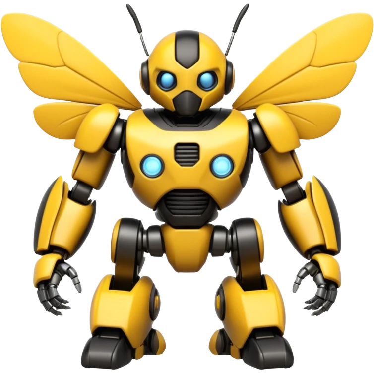 textCute yet badass robotic bumblebee in classic Bumblebee Transformers G1 style, anthropomorphic mech insect, emoji