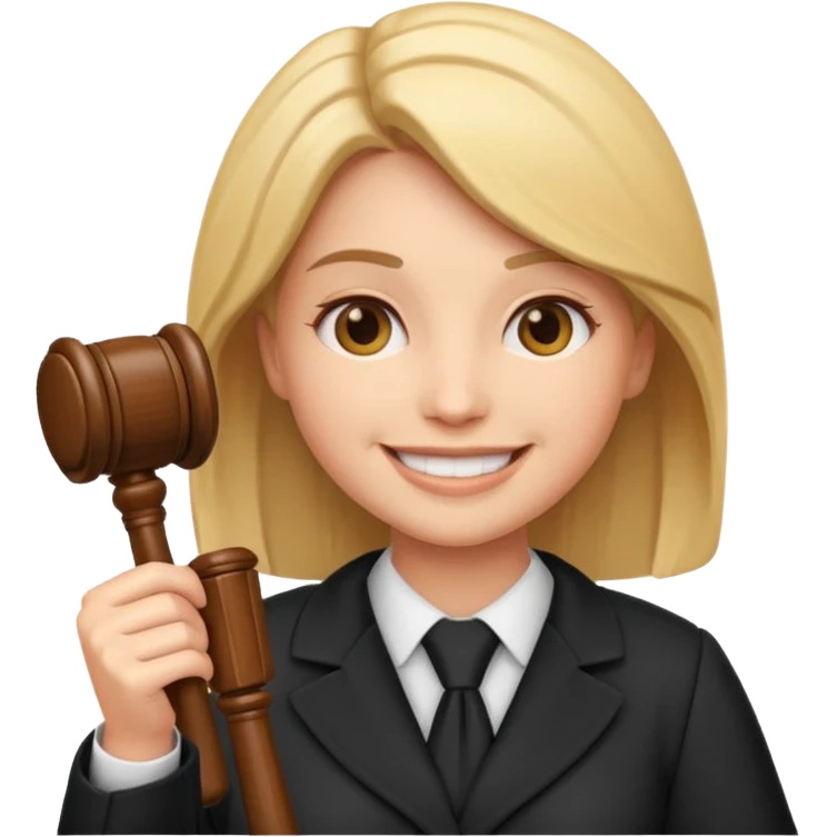 female lawyer emoji, holding a gavel emoji