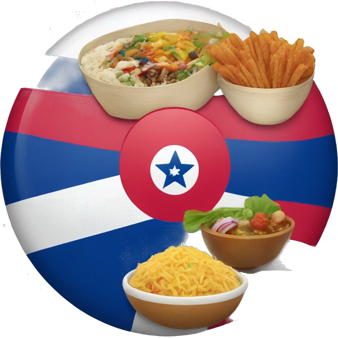Dominican Republic flag with Korean food in the middle  emoji