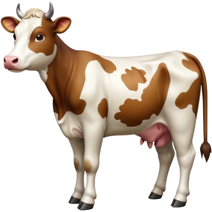 cinematic-[brown and white cow]-realistic-full-body-standing-emoji,-tail-flicking-lazily,-head-tilted-dramatically,-sleek-[brown and white]-coat,-simplified-yet-realistic-focused-features,-highly-detailed,-glowing-with-an-almost-sarcastic-glow emoji