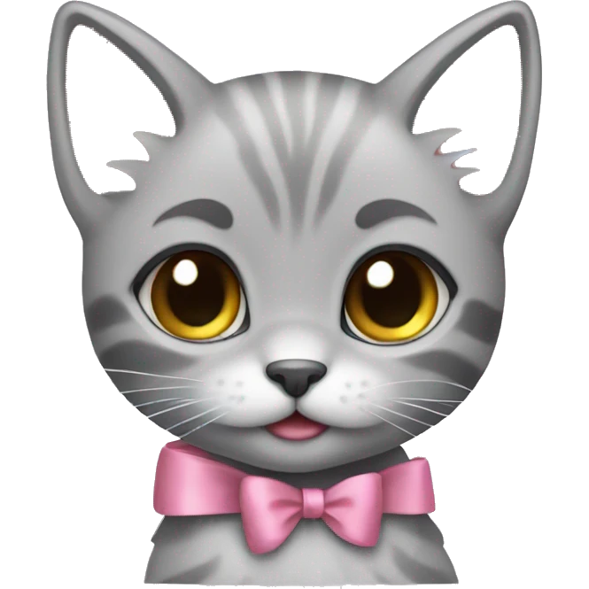 cute gray kitten with bows emoji