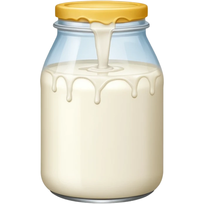 a jar of milk but the top is sticky and its dripping but theres no lit, and also no straw, I WANT IT TO BE VERY VERY MESSY emoji