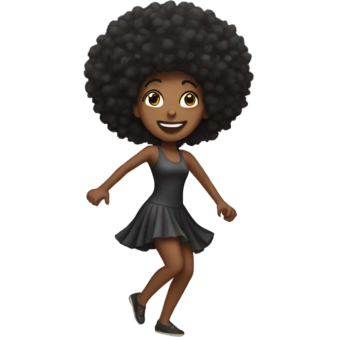 Black woman with Afro dancing emoji