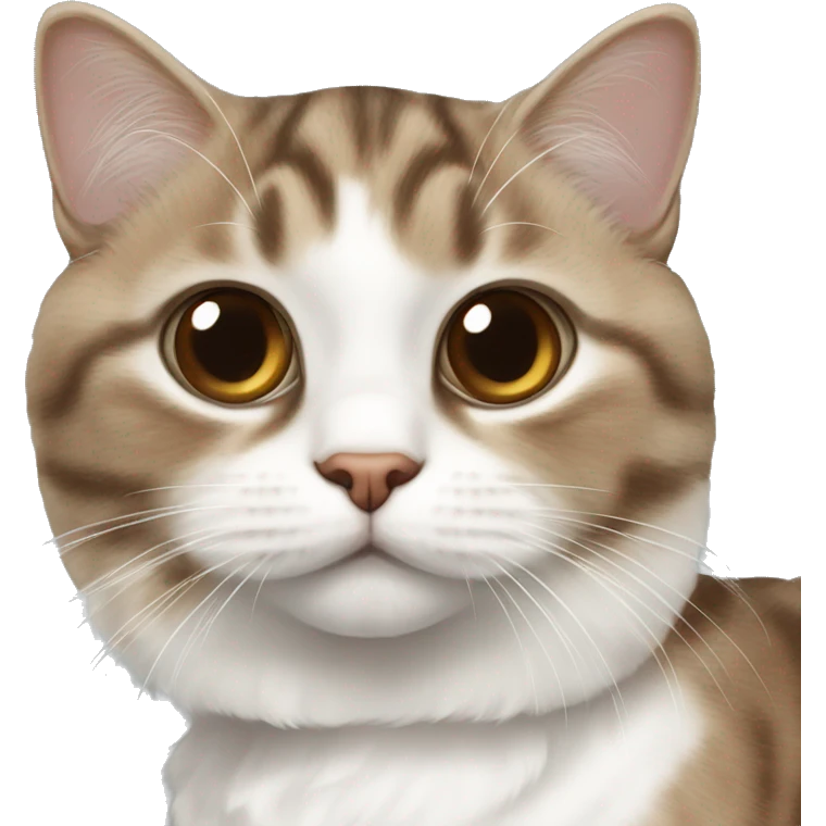 White brown tabby lop-eared scottish cat emoji