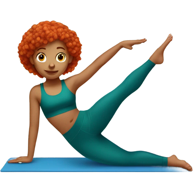 A red-haired girl doing Pilates emoji