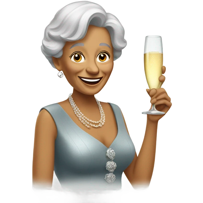 Older lady drinking champagne  emoji