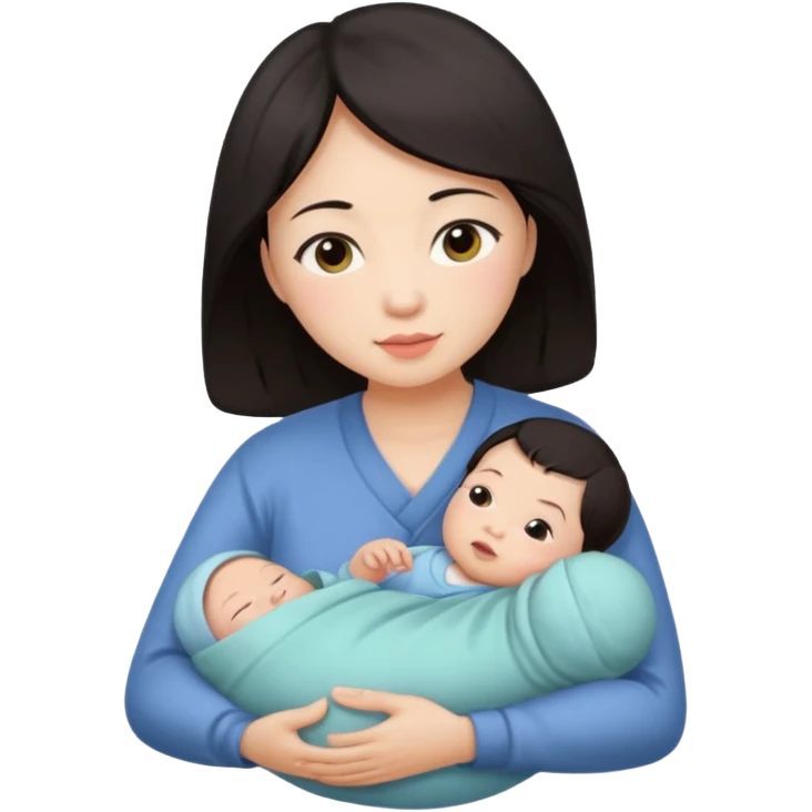 A Chinese mother with 1 newborn. emoji
