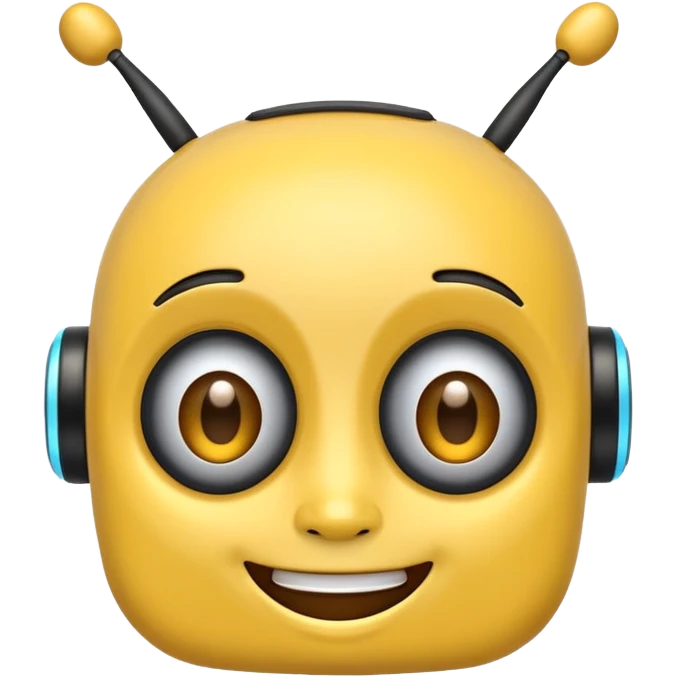 cheerful chatbot emoji with antennae and a friendly expression emoji