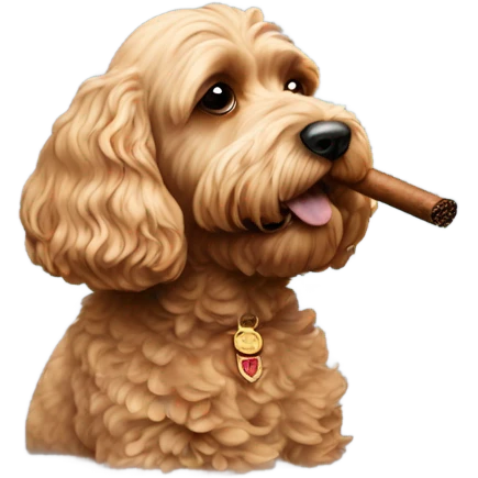 Cockapoo smoking a cigar emoji