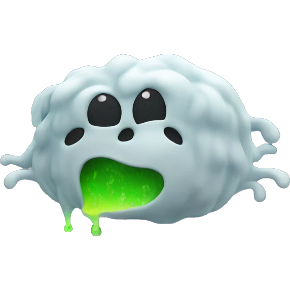 computer with a vomiting emoji inside of the screen emoji