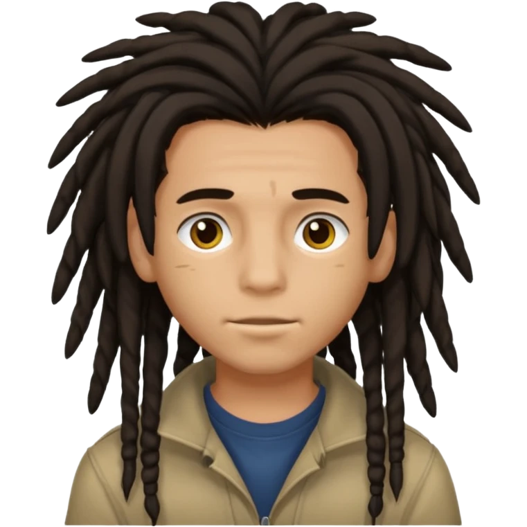 Dark-haired boy with medium-sized dreadlocks that cover part of his face emoji