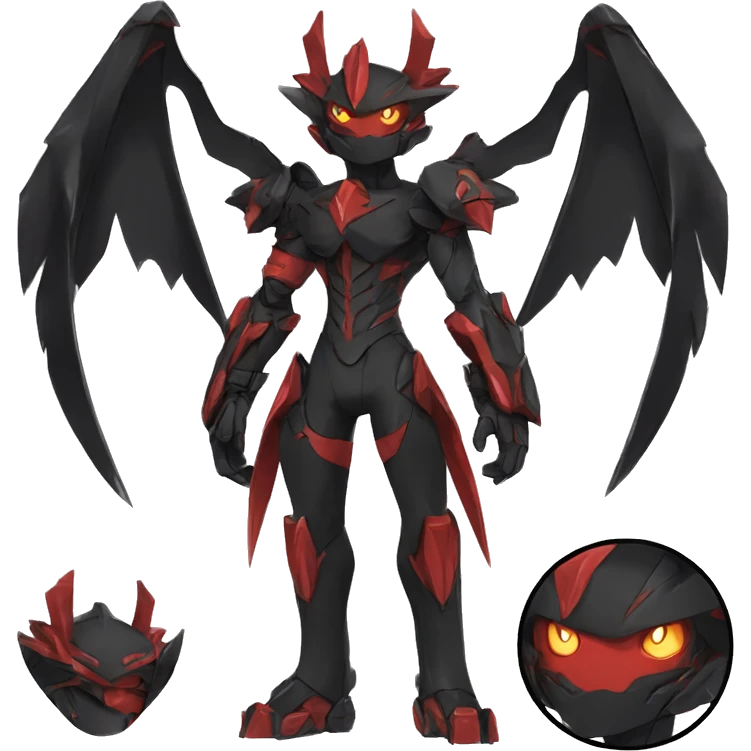  Cool Edgy Black Red Digimon-Fakemon full body emoji
