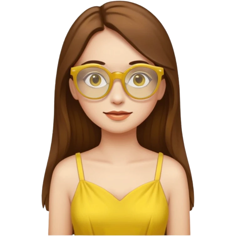 yellow glasses and yellow dressed woman long hair emoji