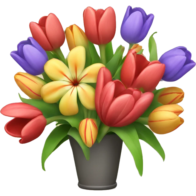 A flower bouquet filled with tulips and hibiscuses  emoji