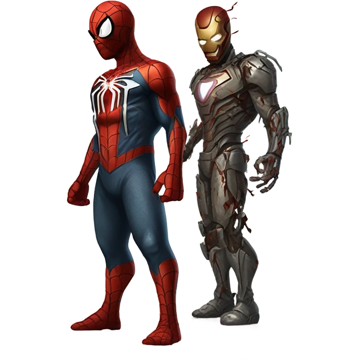 Zombie Spiderman fight to Iron Man emoji