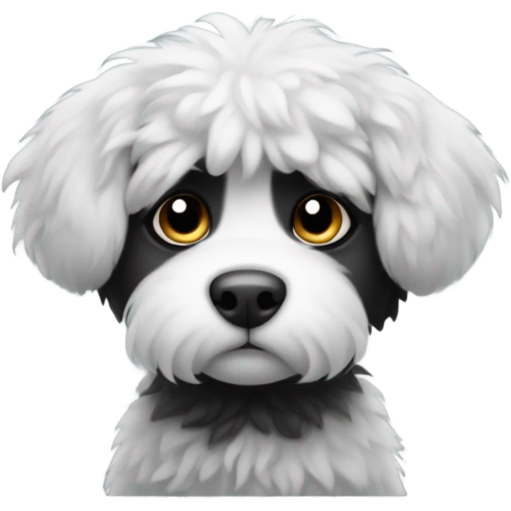 Sad small black and white fluffy dog emoji