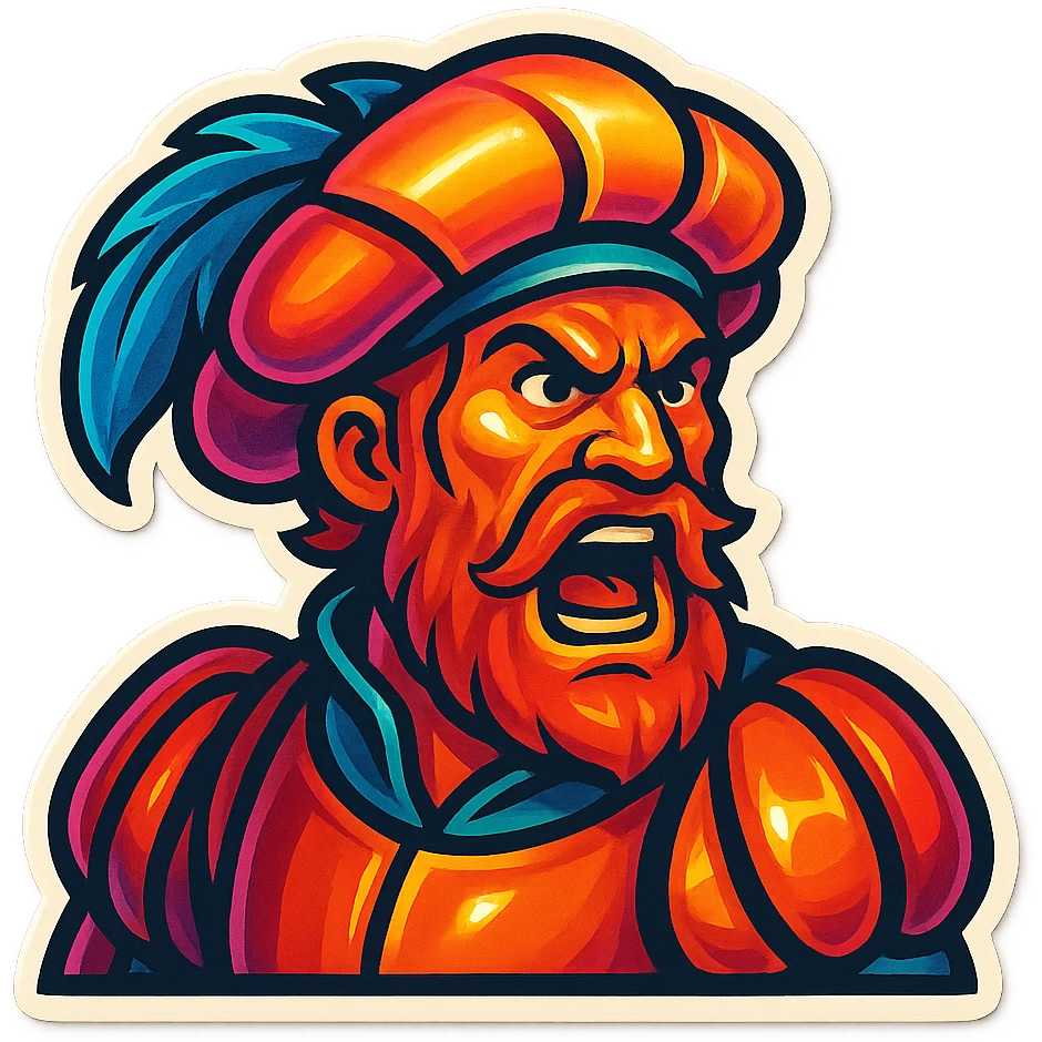 Red-bearded Landsknecht showing anger emoji