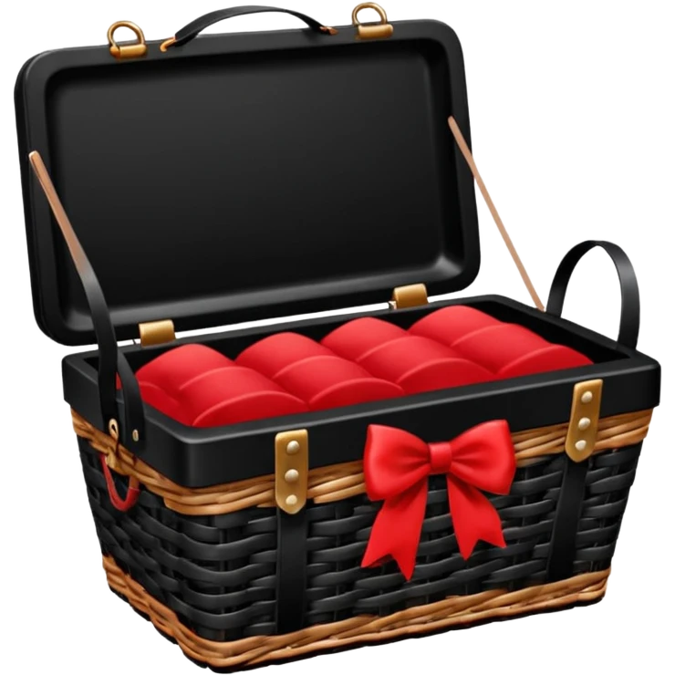 Gothic pitch-Black Picnic basket with red bow emoji