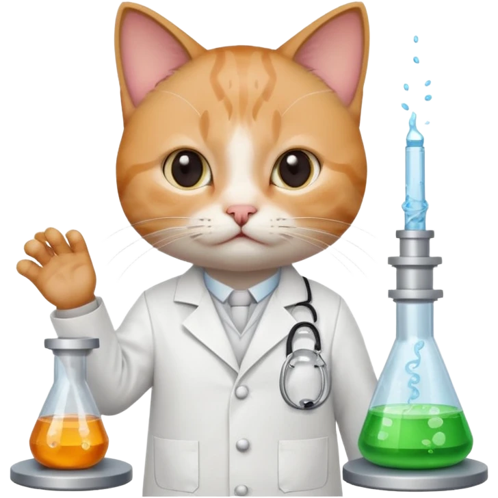 cat in a lab surrounded by scientific equipment emoji emoji